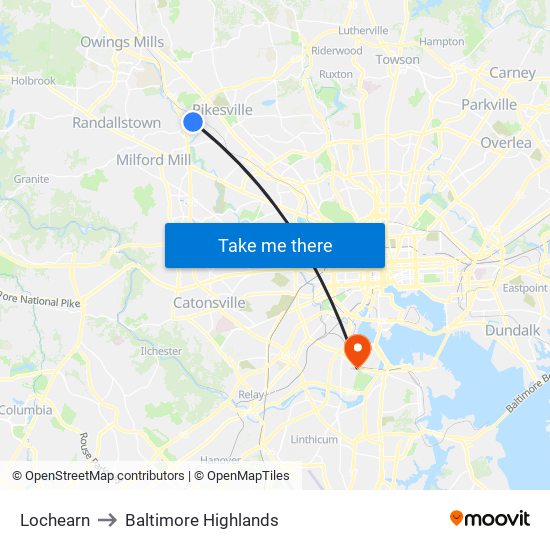 Lochearn to Baltimore Highlands map