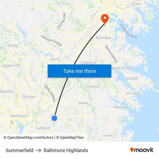 Summerfield to Baltimore Highlands map