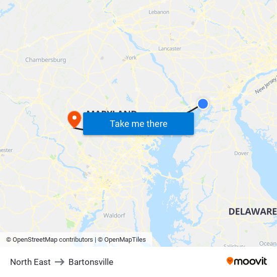 North East to Bartonsville map