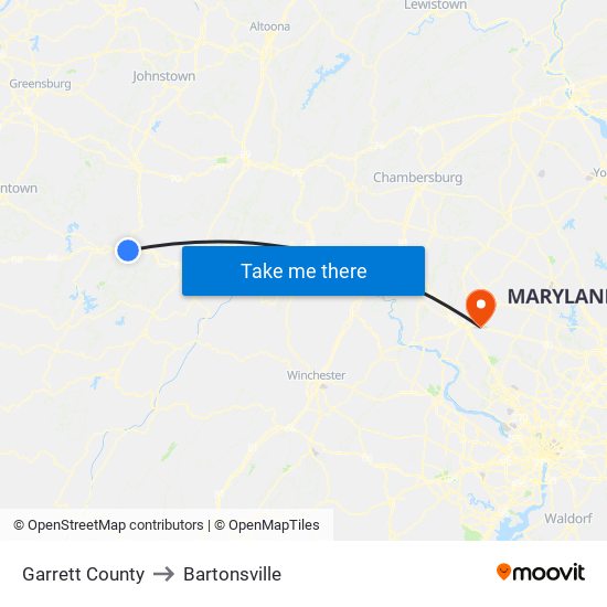 Garrett County to Bartonsville map