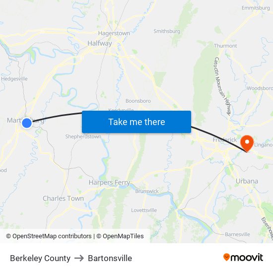 Berkeley County to Bartonsville map