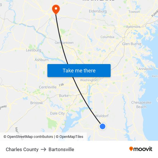 Charles County to Bartonsville map