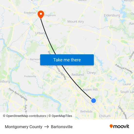 Montgomery County to Bartonsville map
