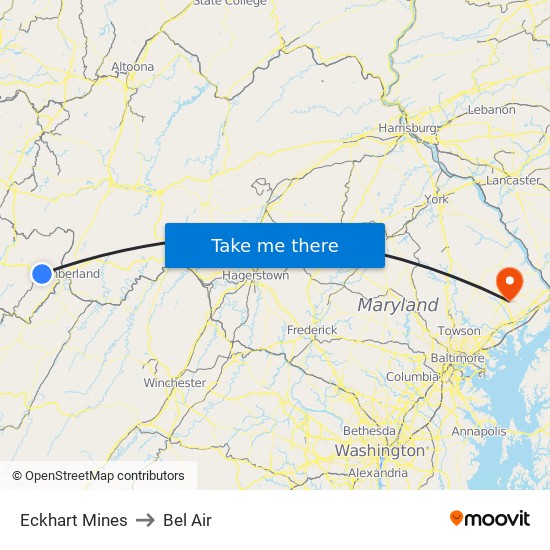 Eckhart Mines to Bel Air map