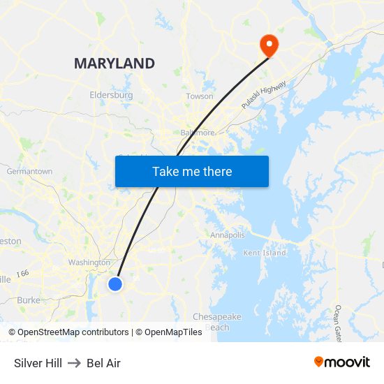 Silver Hill to Bel Air map