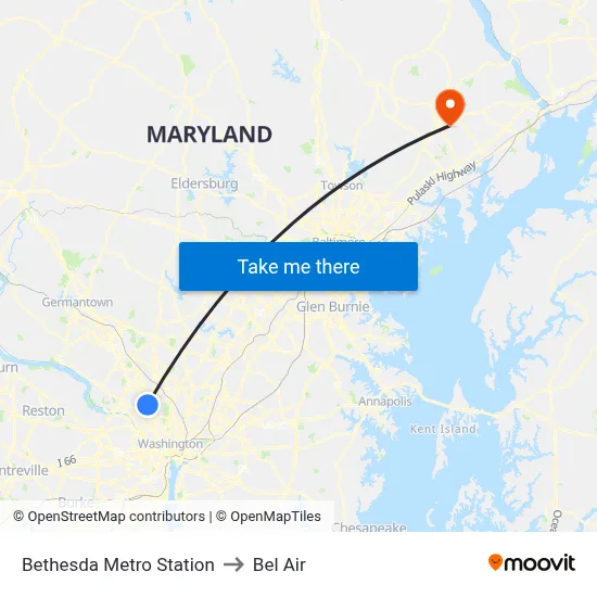 Bethesda Metro Station to Bel Air map