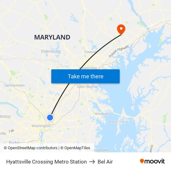 Hyattsville Crossing Metro Station to Bel Air map