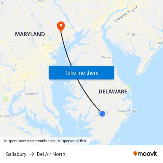 Salisbury to Bel Air North map