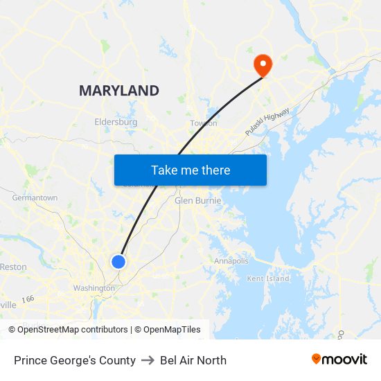 Prince George's County to Bel Air North map