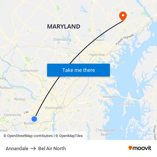 Annandale to Bel Air North map