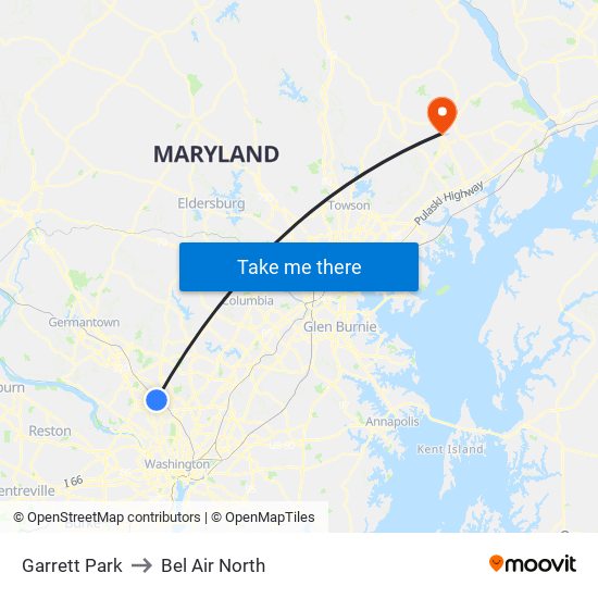 Garrett Park to Bel Air North map