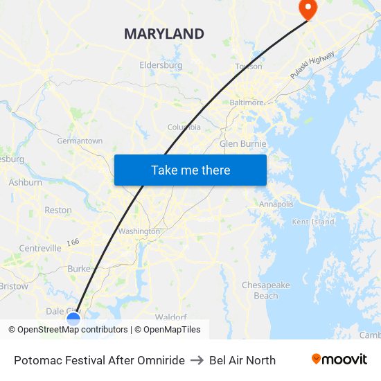 Potomac Festival After Omniride to Bel Air North map