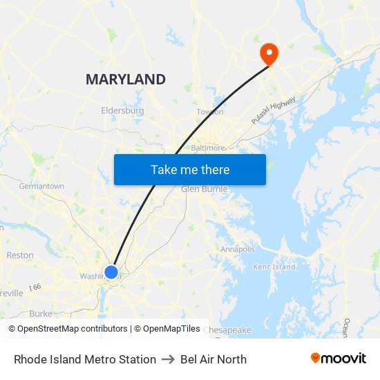 Rhode Island Metro Station to Bel Air North map