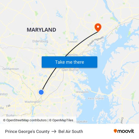 Prince George's County to Bel Air South map