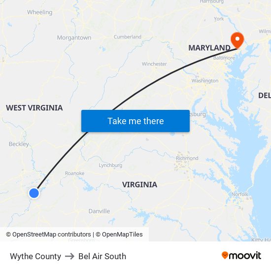 Wythe County to Bel Air South map