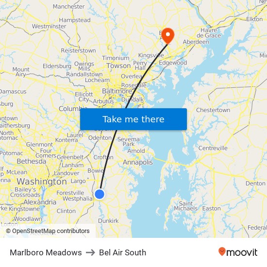 Marlboro Meadows to Bel Air South map