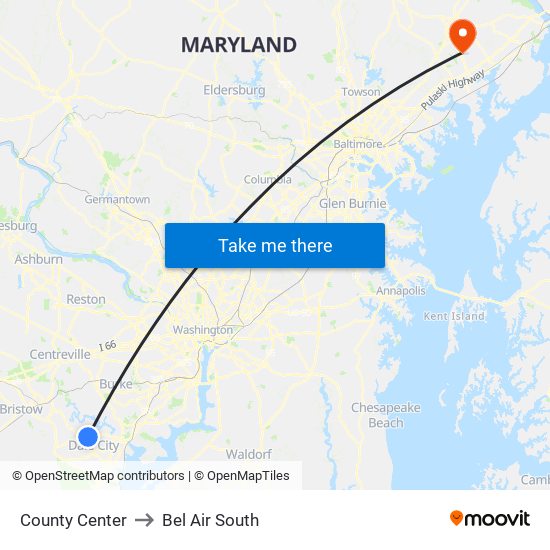 County Center to Bel Air South map