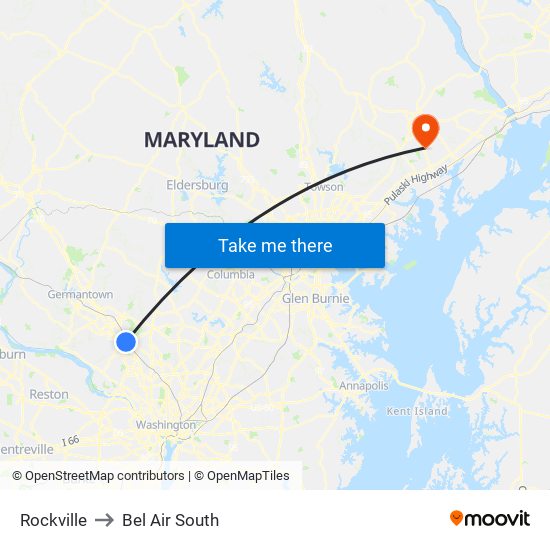 Rockville to Bel Air South map