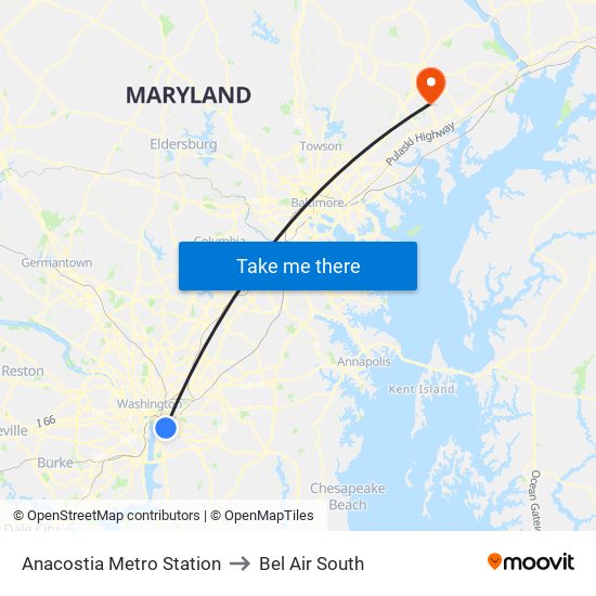 Anacostia Metro Station to Bel Air South map