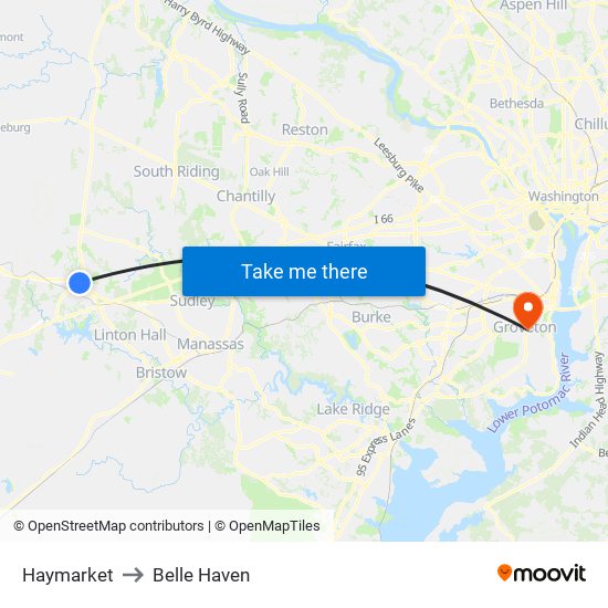 Haymarket to Belle Haven map