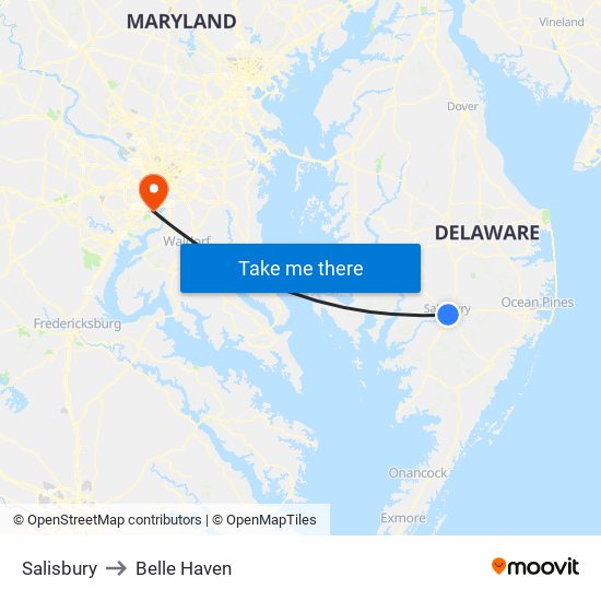 Salisbury to Belle Haven map