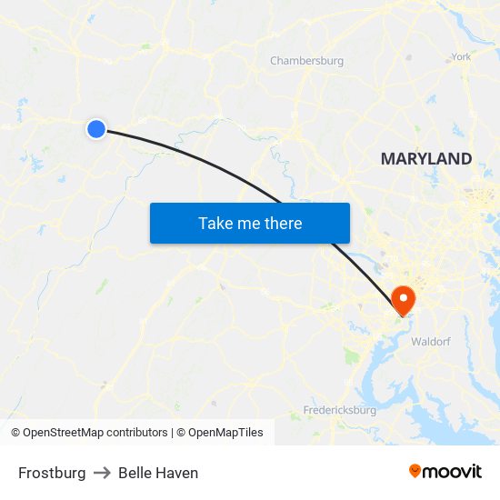 Frostburg to Belle Haven map