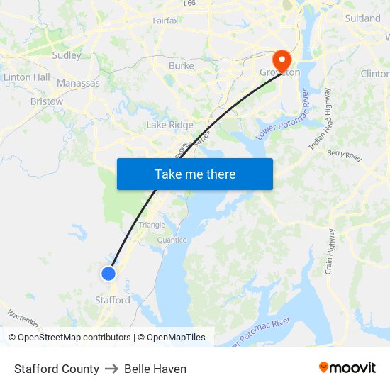 Stafford County to Belle Haven map