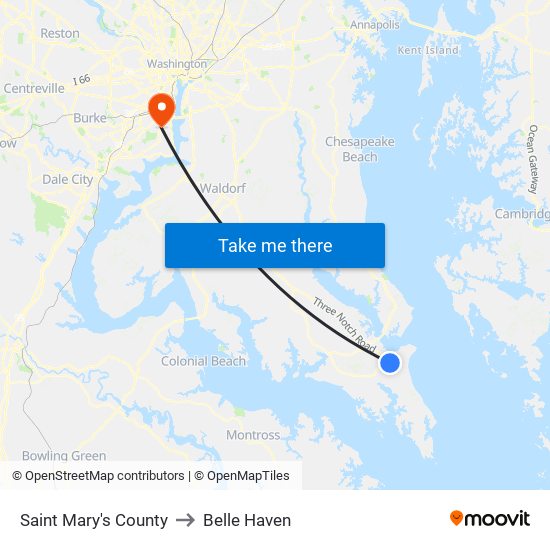 Saint Mary's County to Belle Haven map