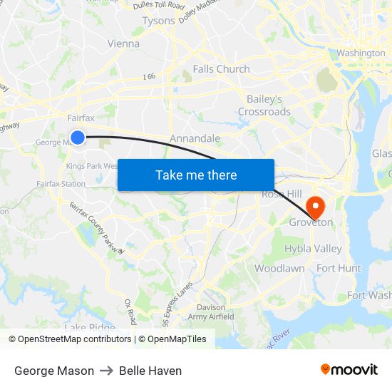 George Mason to Belle Haven map