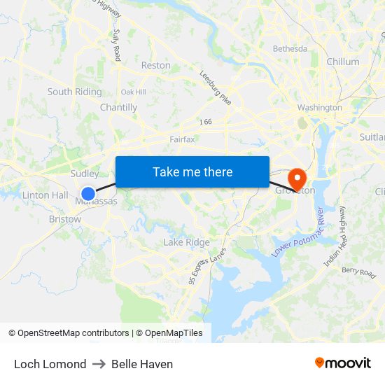 Loch Lomond to Belle Haven map