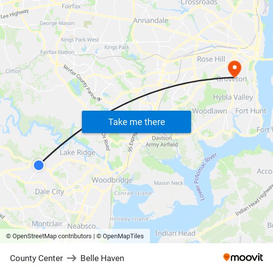 County Center to Belle Haven map