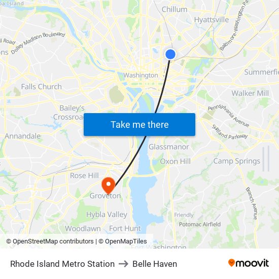 Rhode Island Metro Station to Belle Haven map