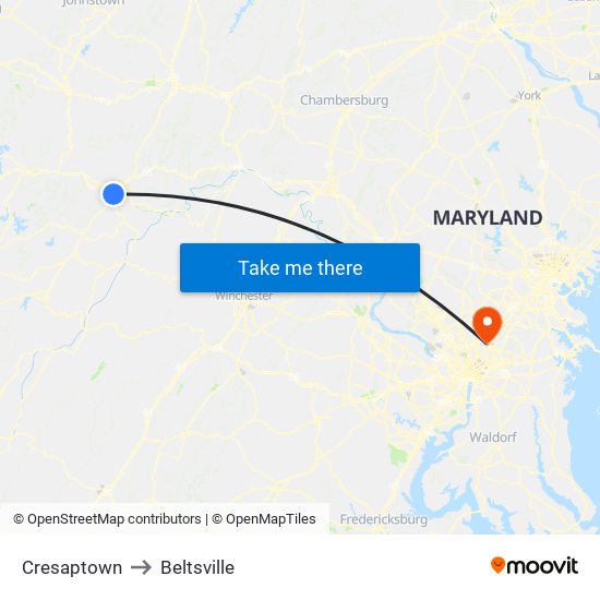 Cresaptown to Beltsville map