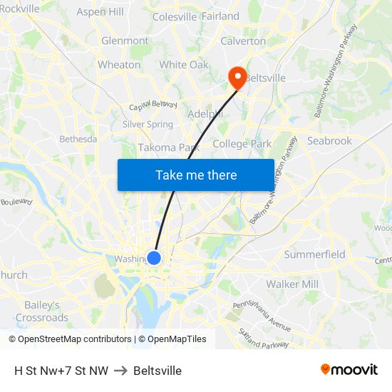 H St Nw+7 St NW to Beltsville map