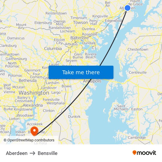 Aberdeen to Bensville map