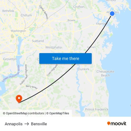 Annapolis to Bensville map