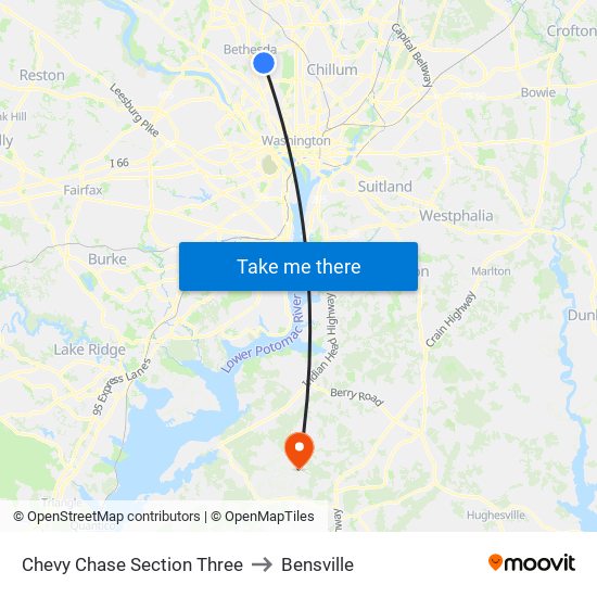 Chevy Chase Section Three to Bensville map