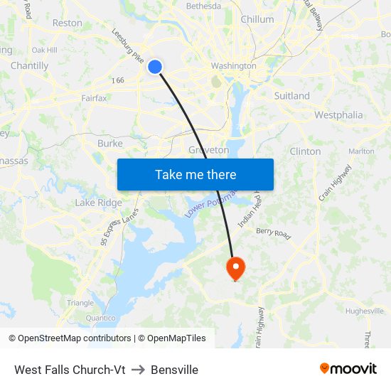 West Falls Church-Vt to Bensville map