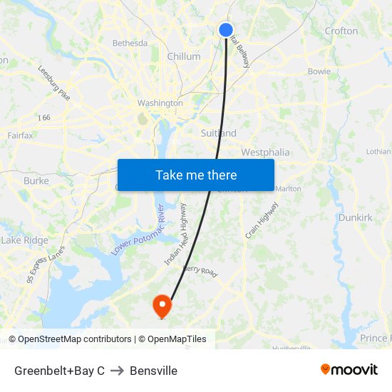 Greenbelt+Bay C to Bensville map