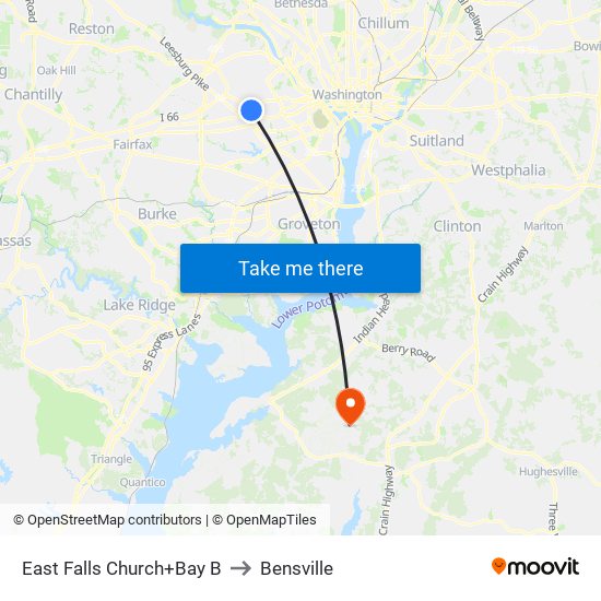 East Falls Church+Bay B to Bensville map