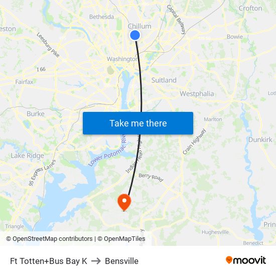 Ft Totten+Bus Bay K to Bensville map