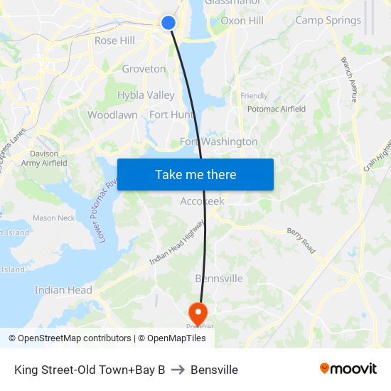 King Street-Old Town+Bay B to Bensville map