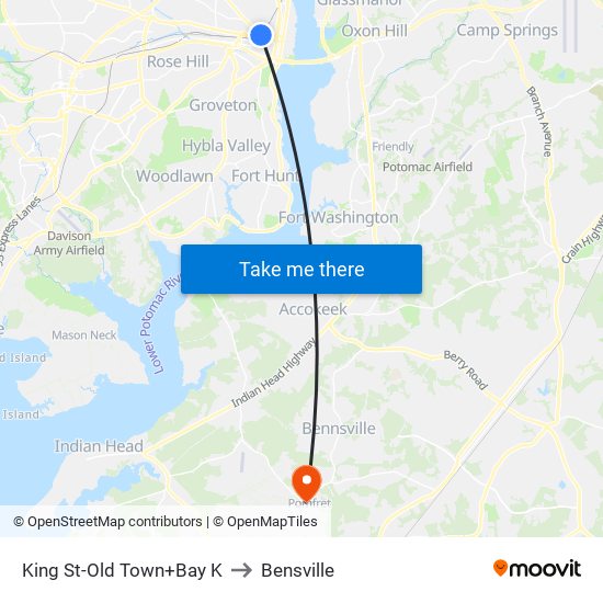 King St-Old Town+Bay K to Bensville map