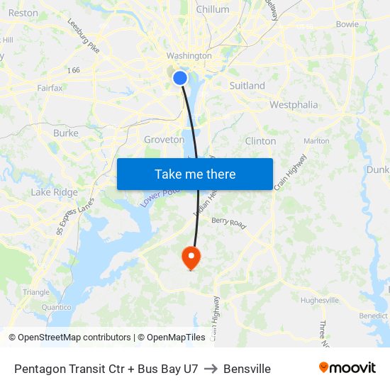 Pentagon Transit Ctr + Bus Bay U7 to Bensville map