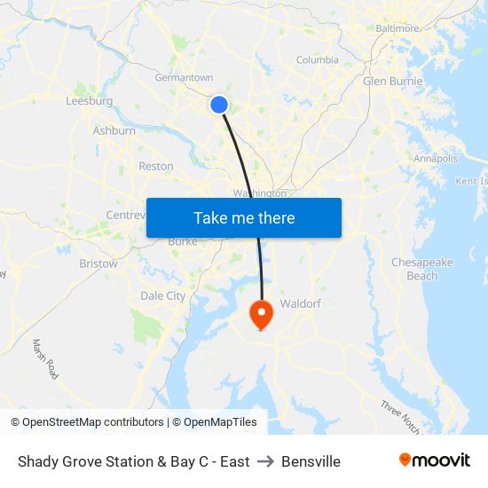 Shady Grove Station & Bay C - East to Bensville map