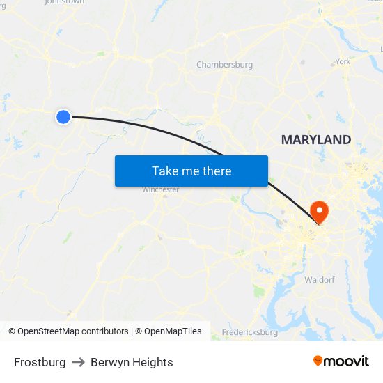 Frostburg to Berwyn Heights map