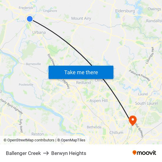 Ballenger Creek to Berwyn Heights map