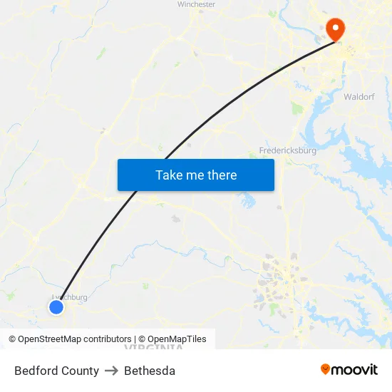Bedford County to Bethesda map
