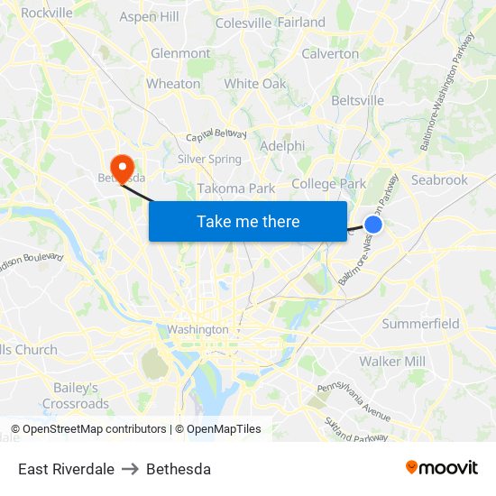 East Riverdale to Bethesda map