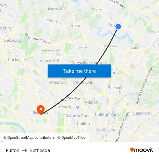 Fulton to Bethesda map